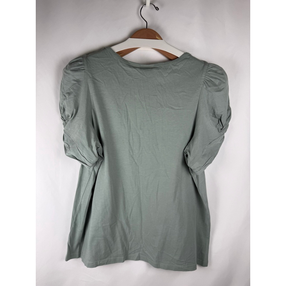 NWT Women's Boboau Green Puff Sleeve Top Plus Size 0X $12 w/$25 purchase - Picture 5 of 6